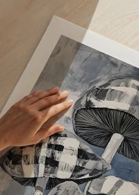Artistic mushroom painting in grayscale with elegant structure-9